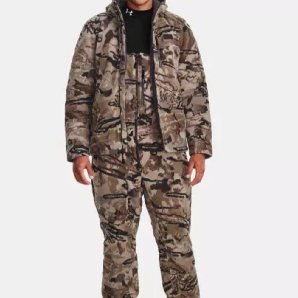 Men Under Armour Barren Camo Rut Bibs Windproof Microfleece Bib 1365614 … - Picture 3 of 15